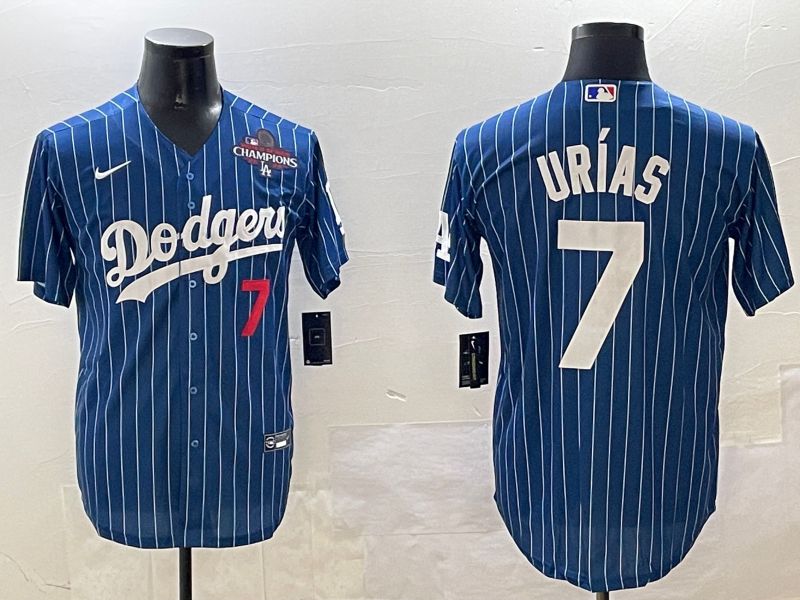 Men Los Angeles Dodgers #7 Urias Blue Stripe Fashion Game 2025 Nike MLB Jersey style 2->los angeles dodgers->MLB Jersey